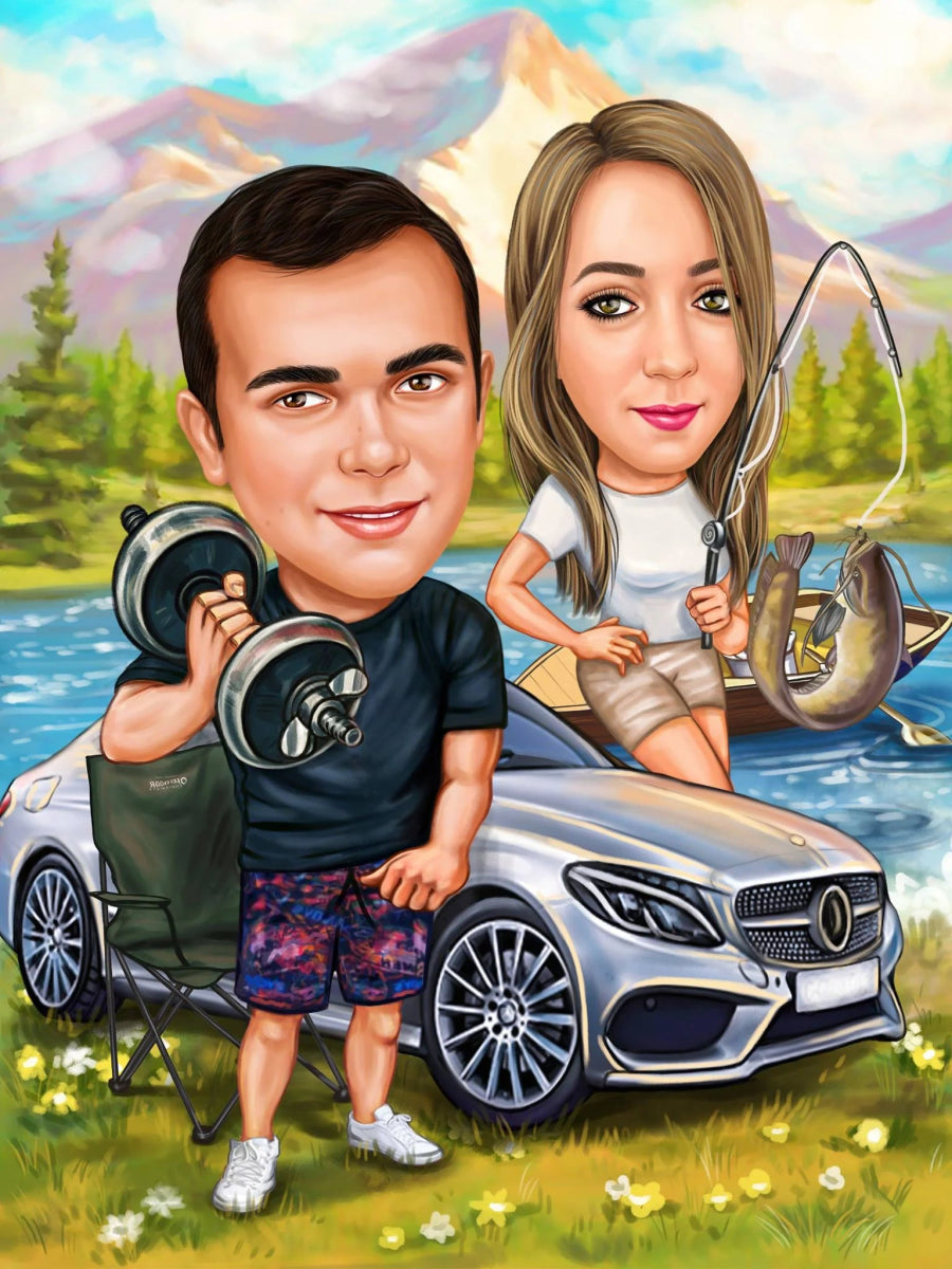 🎨 Get cute couple caricature, Picture portraits from photo caricature  from photo