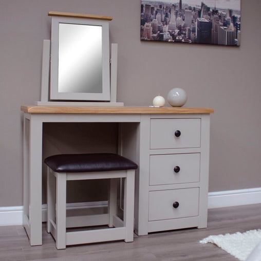 Diamond Oak Grey Painted Furniture Dressing Table & Stool Set