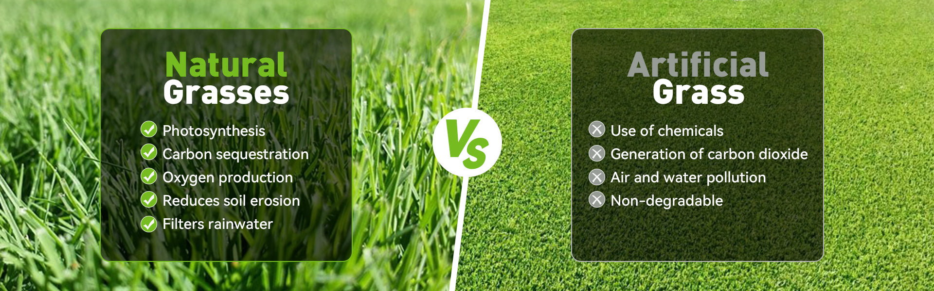 Environmental impact of natural grass vs. artificial grass