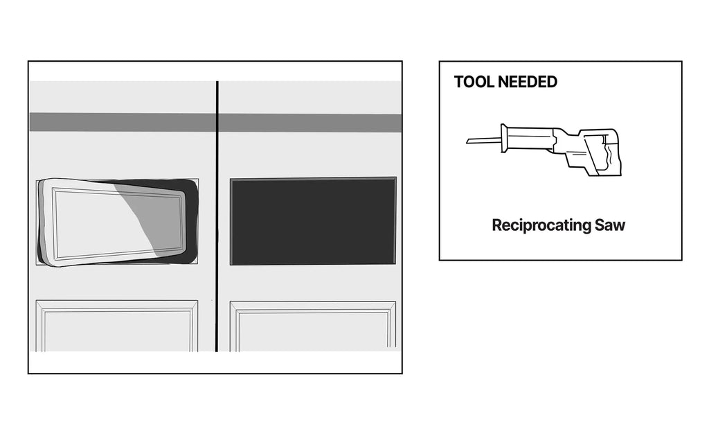 Remove section of garage door that was cut out