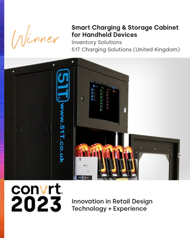 Celebrating Innovation in Retail 2023: 51T Wins Convrt Award for Smart Charging & Storage Cabinet for Handheld Devices logo