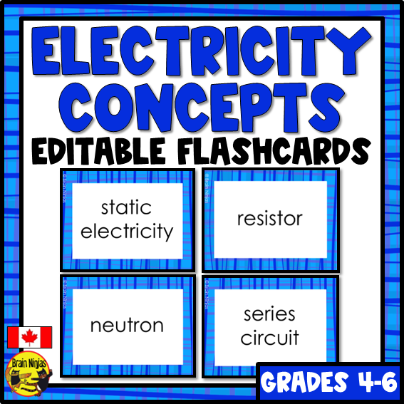 Electricity Vocabulary | Editable Flashcards | Paper – brainninjas