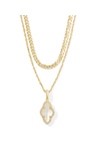  ABBIE PAVE FRAME MULTI STRAND NECKLACE GOLD IVORY MOTHER OF PEARL