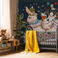 Colorful Rabbbit and Flower Wall Mural For Nursery Room