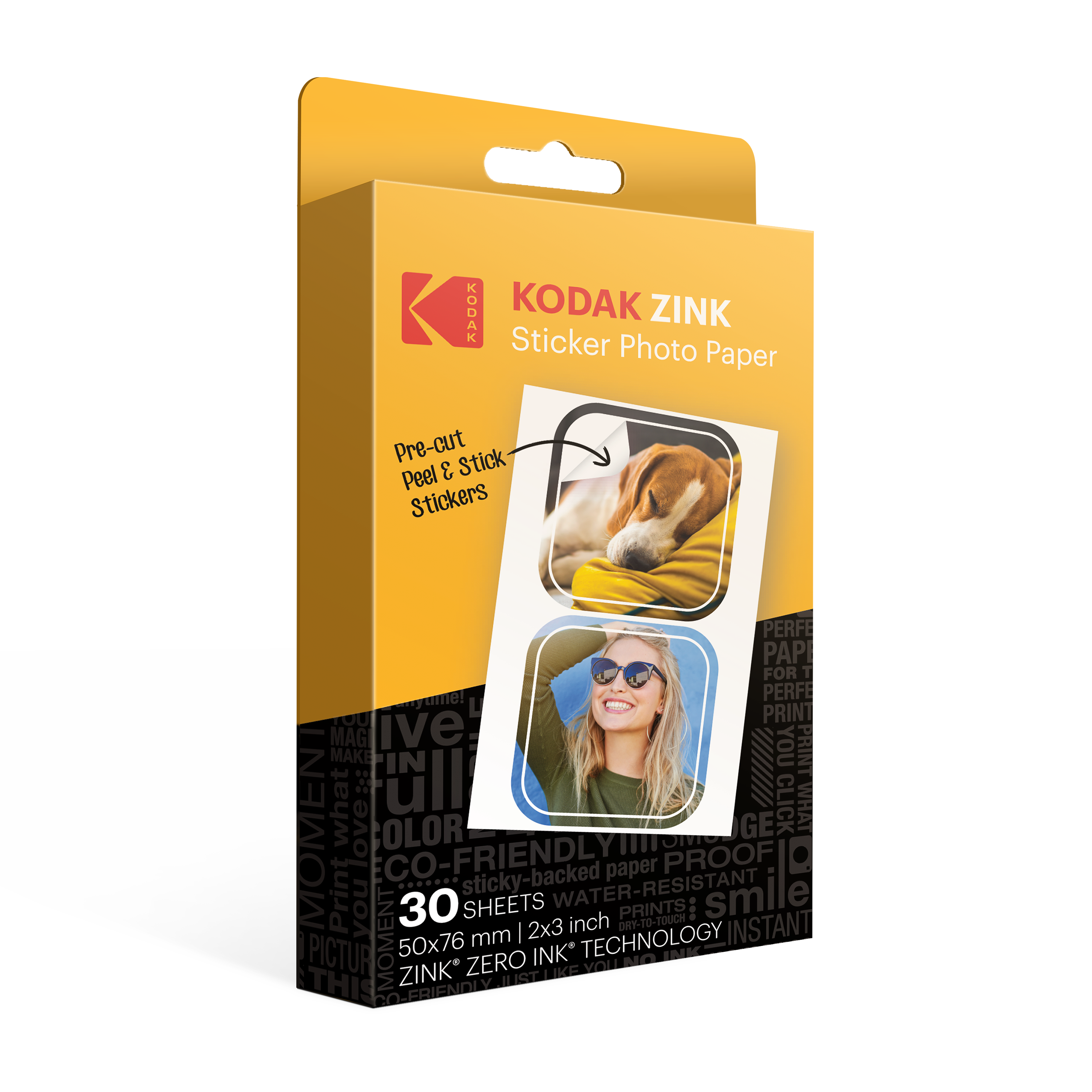 Kodak 2”x3” Zink Pre-Cut Sticker Photo Paper 30 Sheets, Kodak Photo Plus  UK