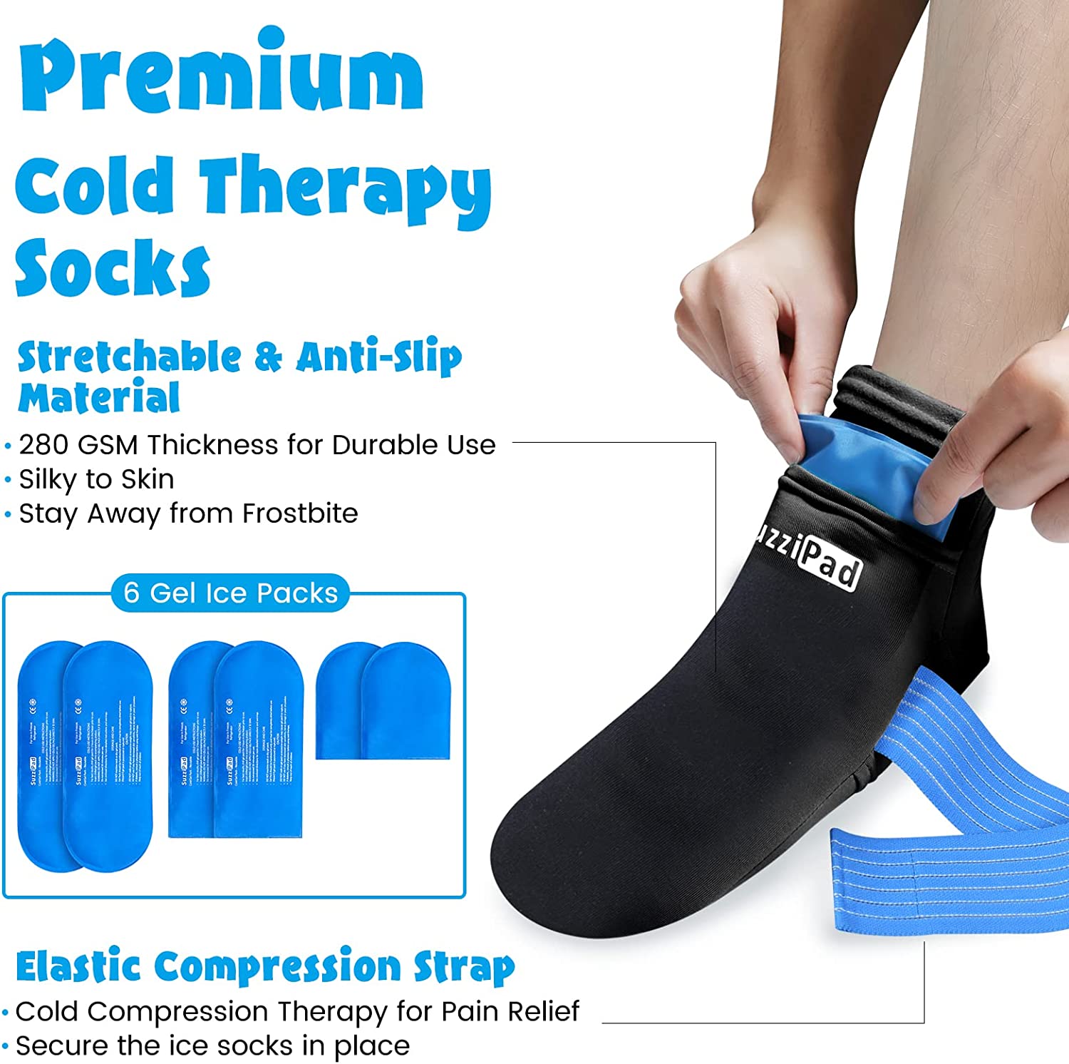 SuzziPad Cold Therapy Socks & Hand Ice Pack Cold Gloves for Chemothera