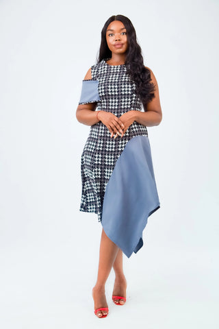 Patterned dogtooth midi dress