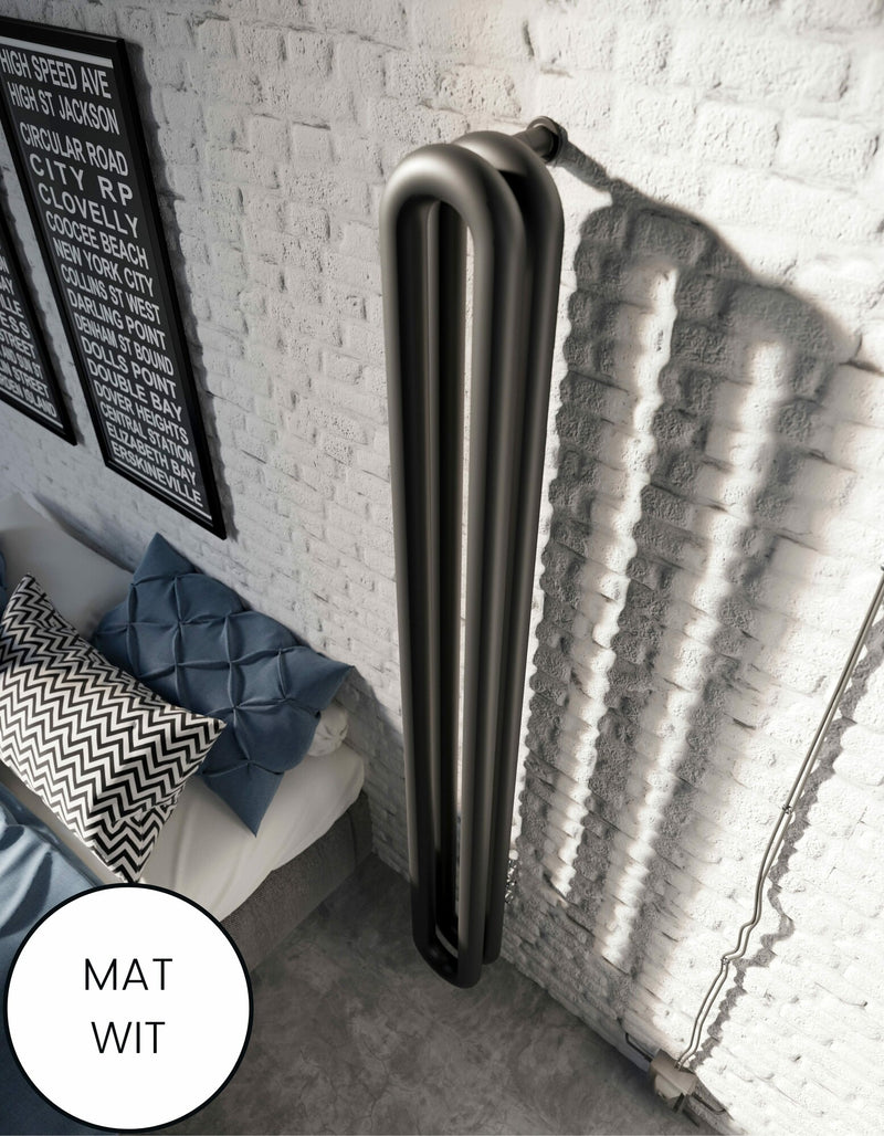 Poëzie Rustiek taal Design radiator Tubone-V dubbel mat wit 150 x 21 cm | Mastello
