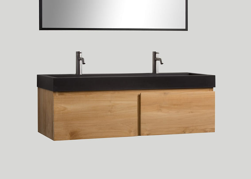 evenwichtig Elektronisch bouwen Teak badmeubel Loft 2L met quartz wastafel mat zwart 0 kr 120 cm – Mastello