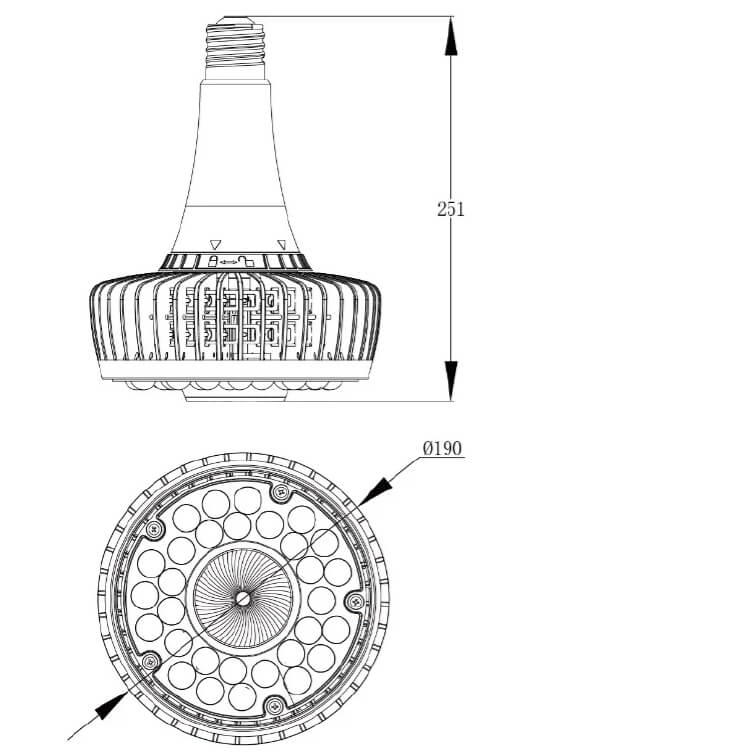 HL60 High Bay Grow Light Lamp Size