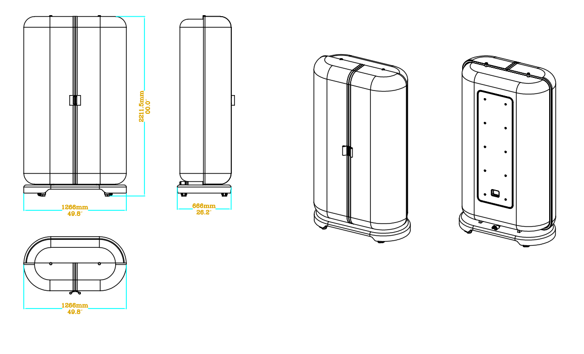 Dimensions when the door is closed