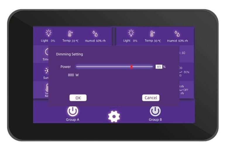 grow light controller dimming settings