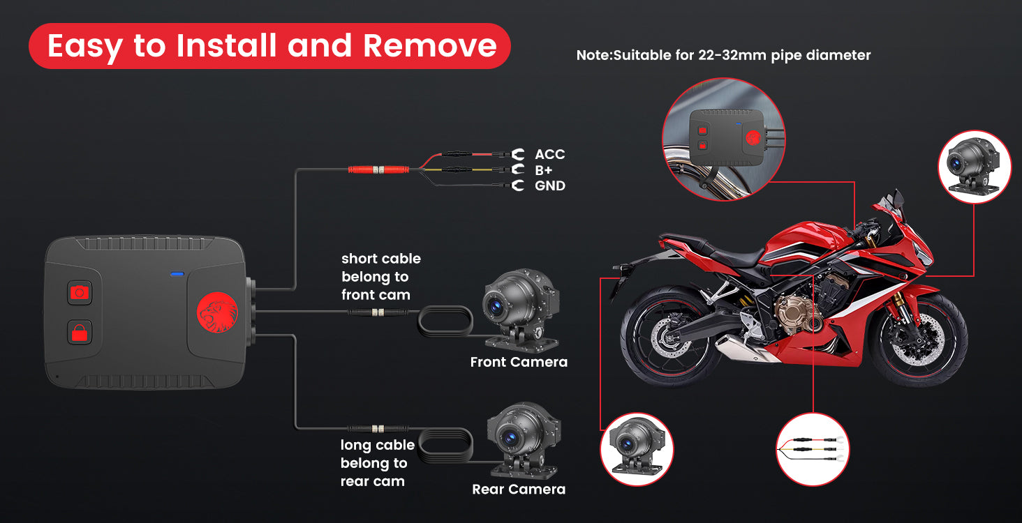 motorbike front and rear camera