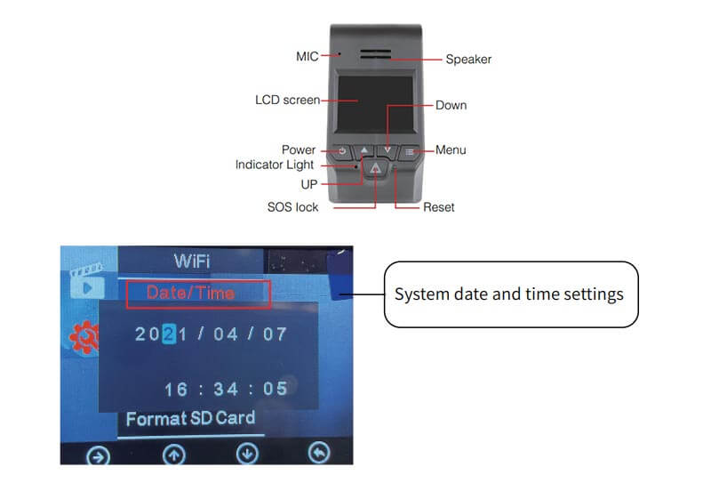 how to change date and time on dash cam