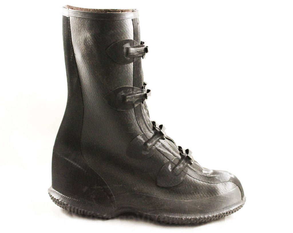 Boys Black Galoshes - Child Size 12 - Authentic 1940s 1950s Boy's Rain ...