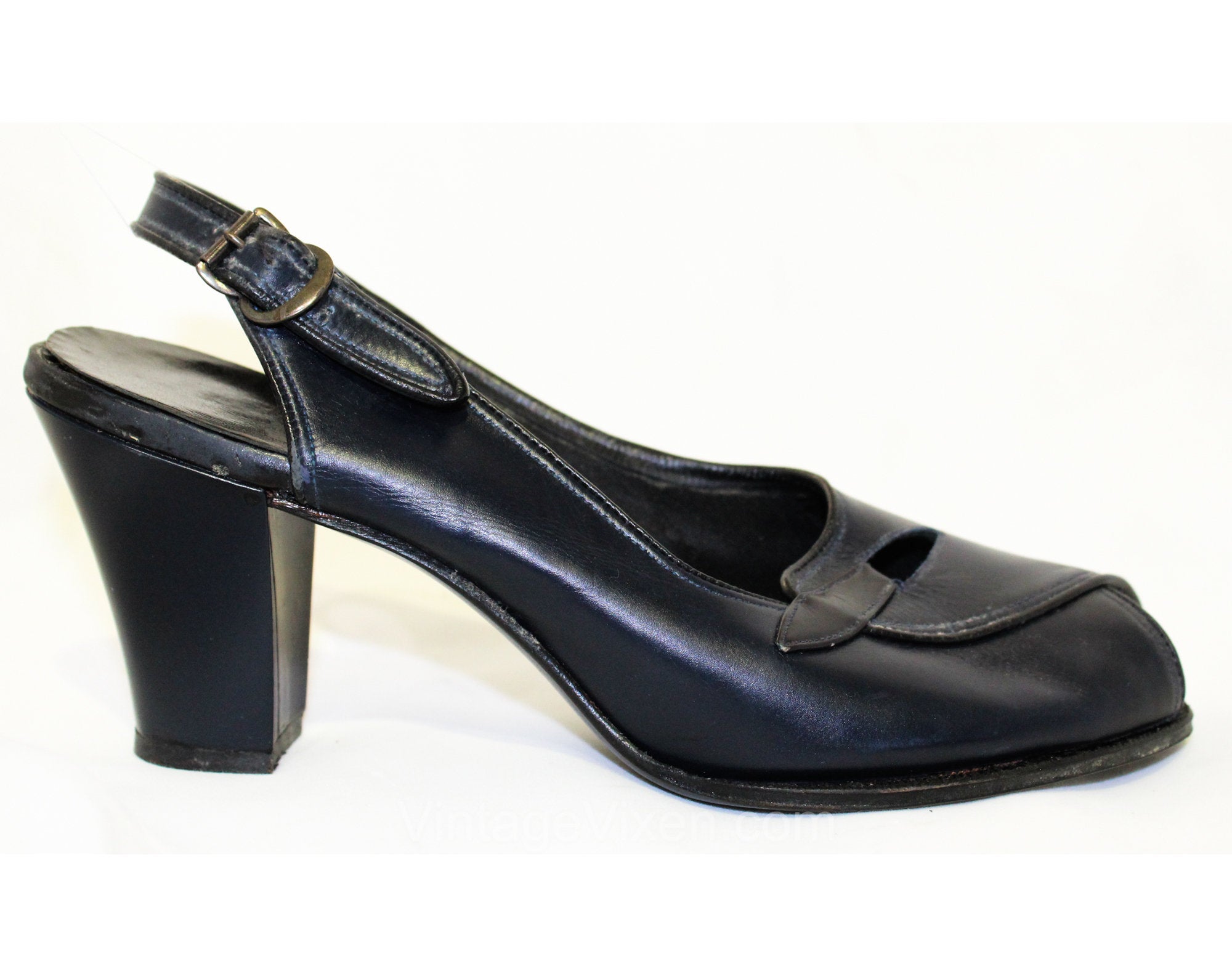 Size 5 1/2 Slingback Shoes Unworn 1940s Peep Pumps - 5.5 40 – Vintage Clothing LLC --- 941.627.2254