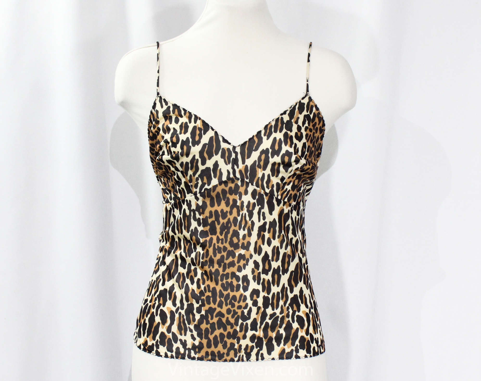 Large 1980s Leopard Print Camisole - Size 12 Negligee Style 80s Boudoi ...