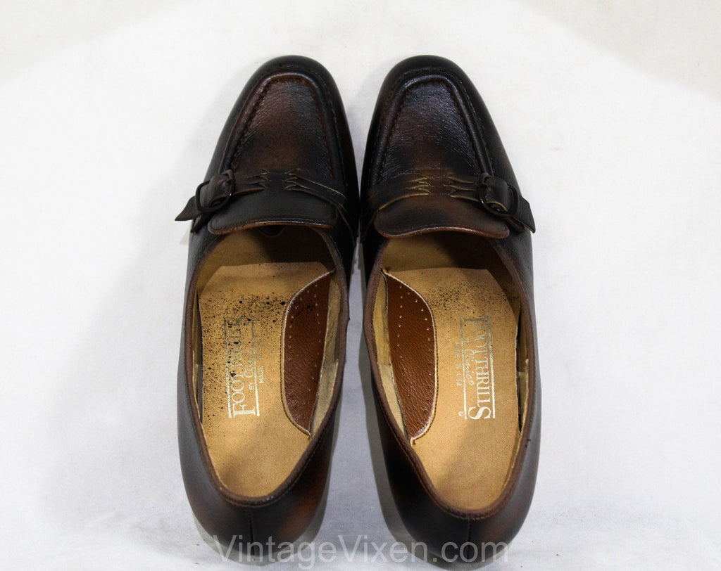 Size 7 Leather Loafers - Unworn Dark Brown Black 60s Shoes - 1960s Mod ...