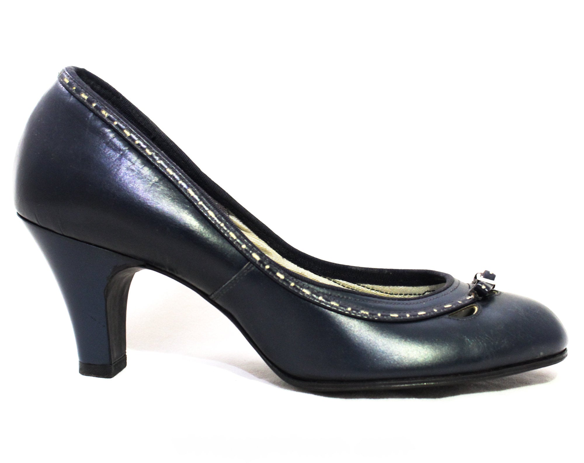 Size 5 Navy Shoes - Dark Blue 40s 50s Heels Round Toe - – Vintage Vixen Clothing