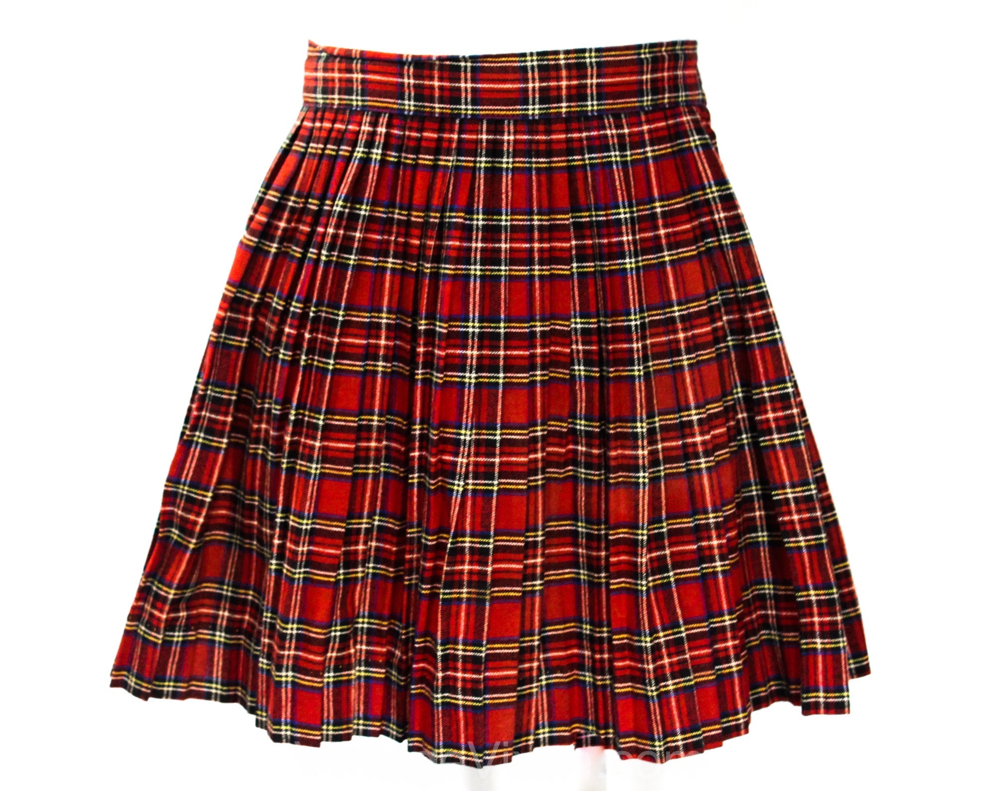 1950s School Girl Skirt - Red & Black Tartan Plaid Pleated Kilt Style ...