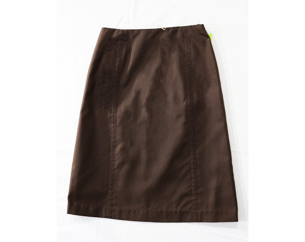 Size 8 Brown Skirt - 1960s Chocolate Cotton Canvas Casual A-Line Skirt - Classic 60s 70s Bobbie Brooks Deadstock - Waist 26.5 - NWT NOS