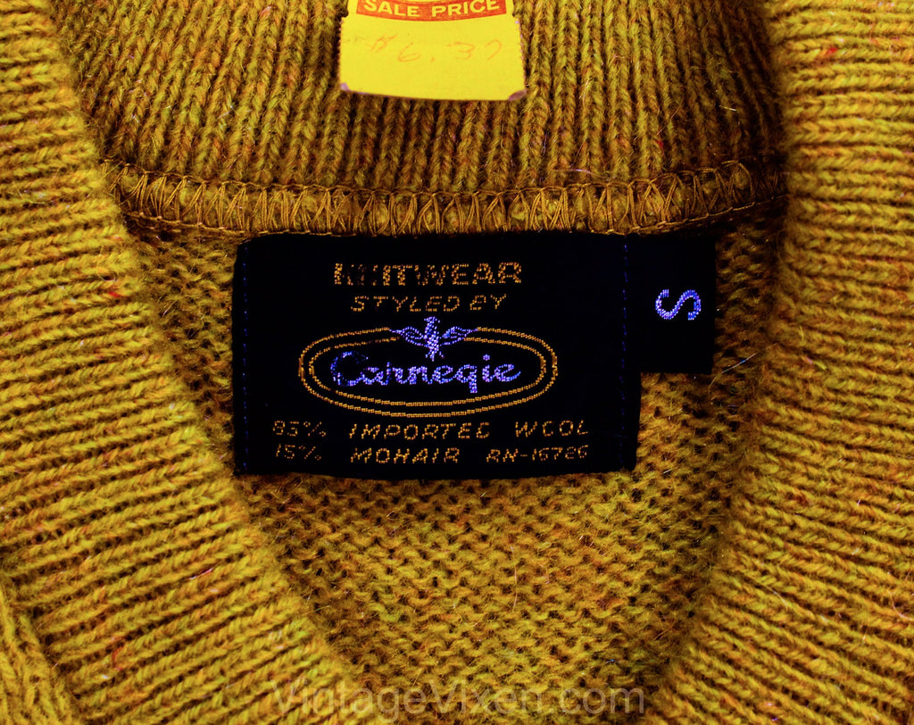 1960s Boy's Sweater - Child Size 6 Mustard Yellow Wool Mohair