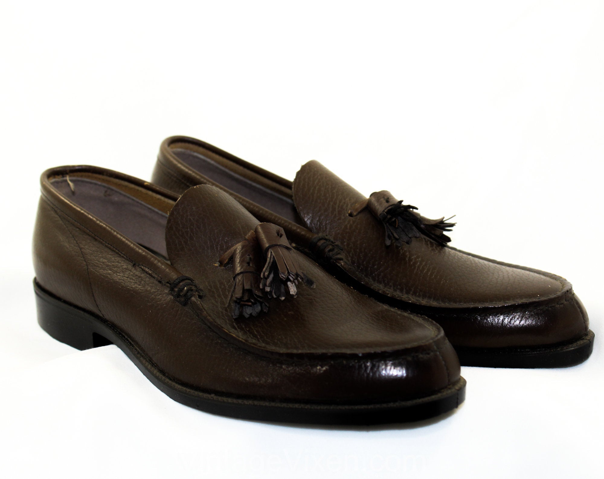 Men's Size 5 1/2 Shoes - 1950s Brown Leather Mens Loafers with Classic ...