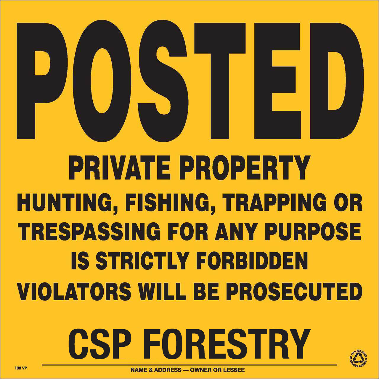 Orange Posted and Patrolled ALUMINUM Posted Sign – No Trespassing