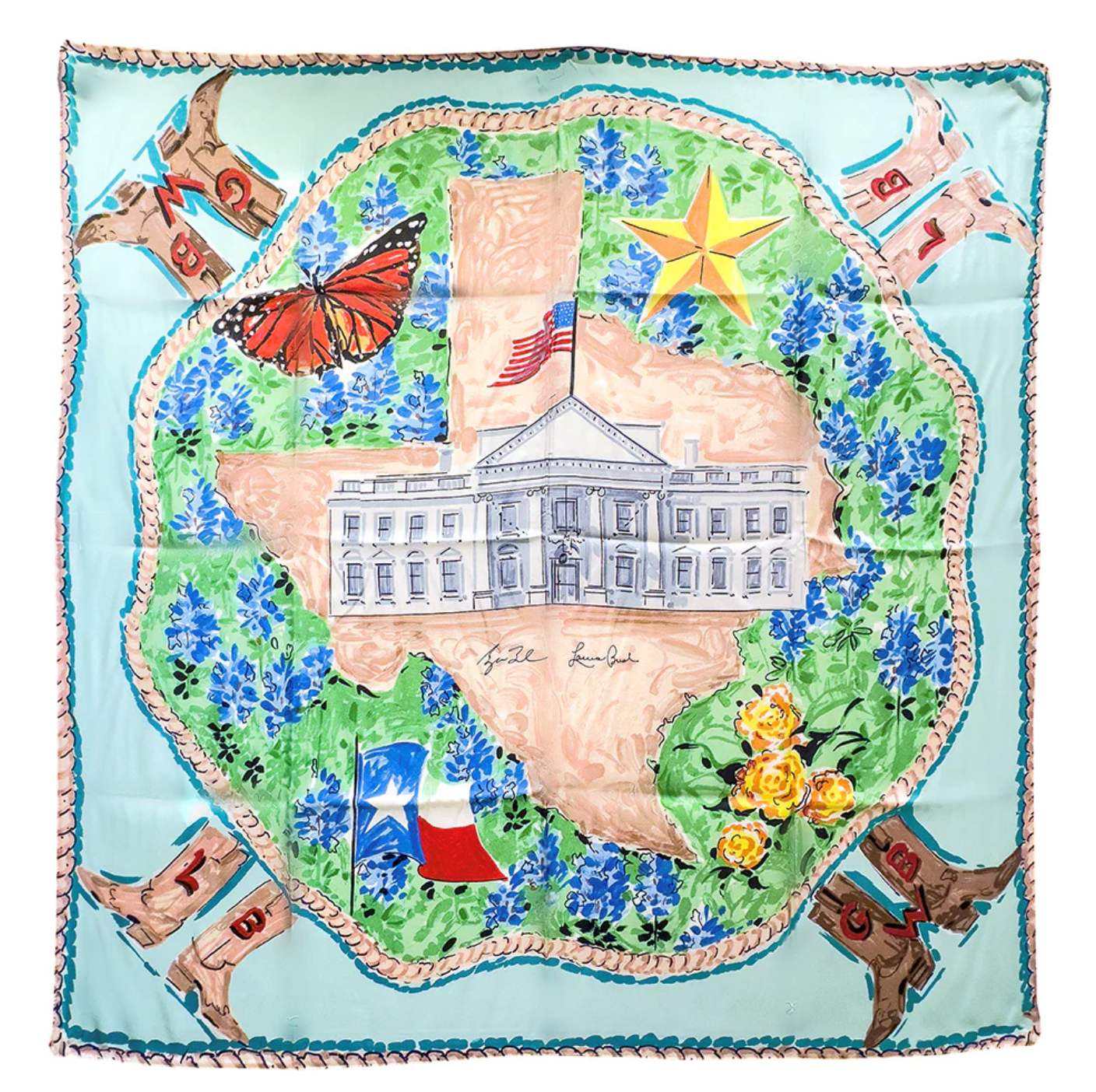 President & Mrs. George W. Bush Scarf by Carleton Varney