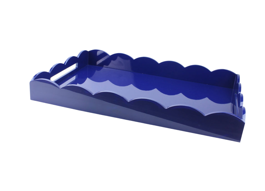 Lacquered Navy Blue Tray with Scalloped edges