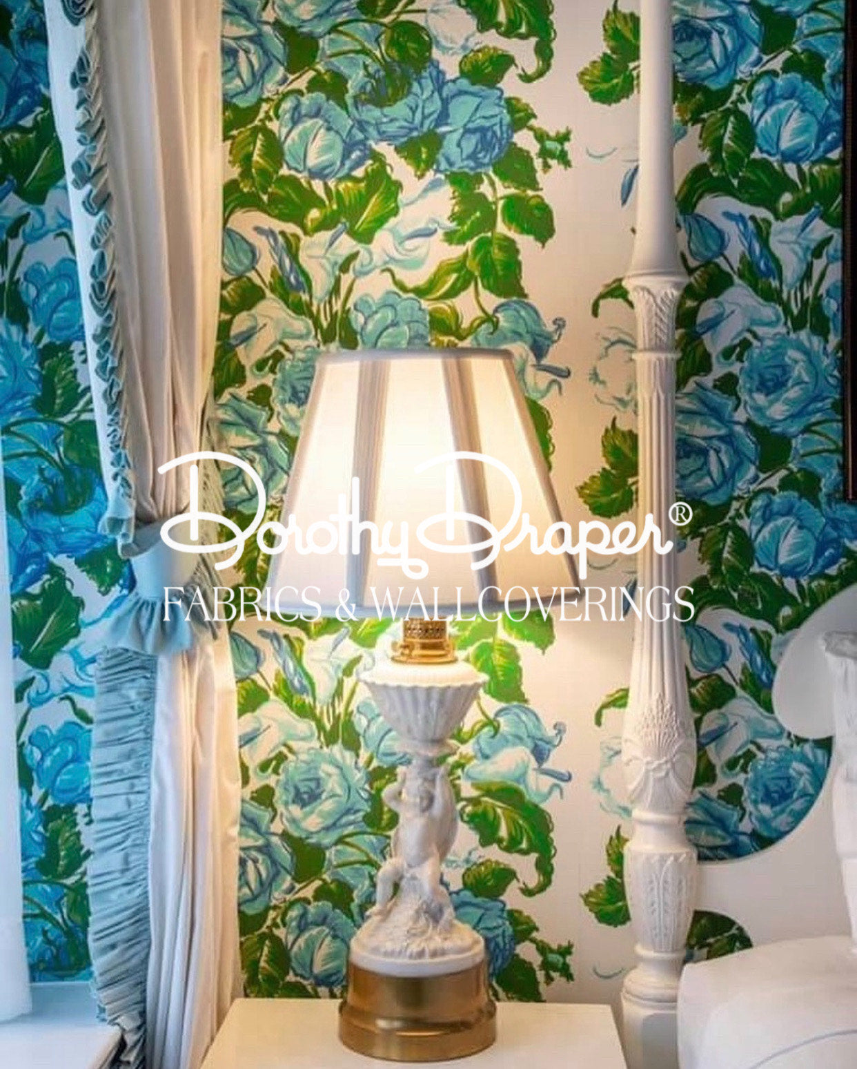 Saratoga Rose Blue Wallpaper