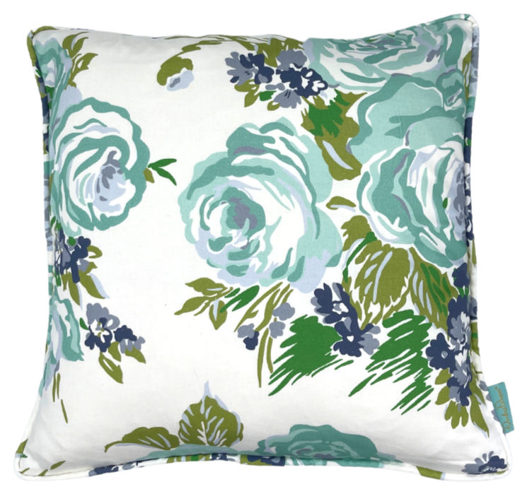 Princess Grace Rose Throw Pillow - Blue