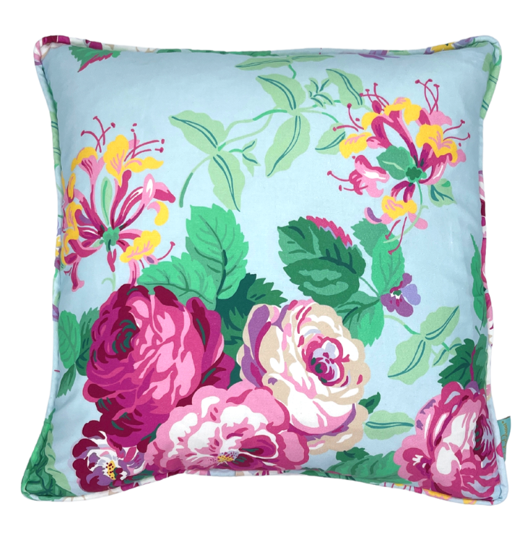 Carolina Chintz Throw Pillow - Blue