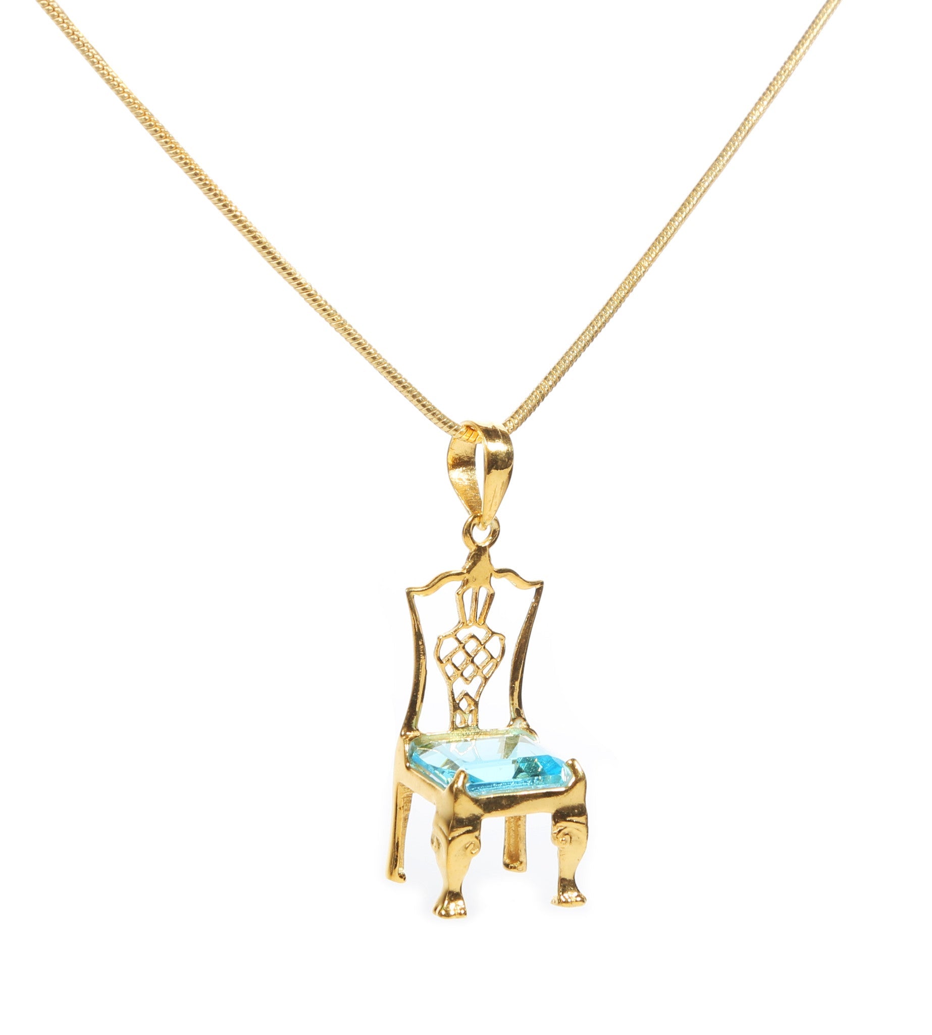 Gold Chippendale Chair Birthstone on Gold Necklace