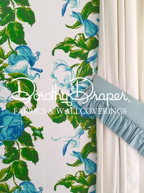 Saratoga Rose Blue Wallpaper