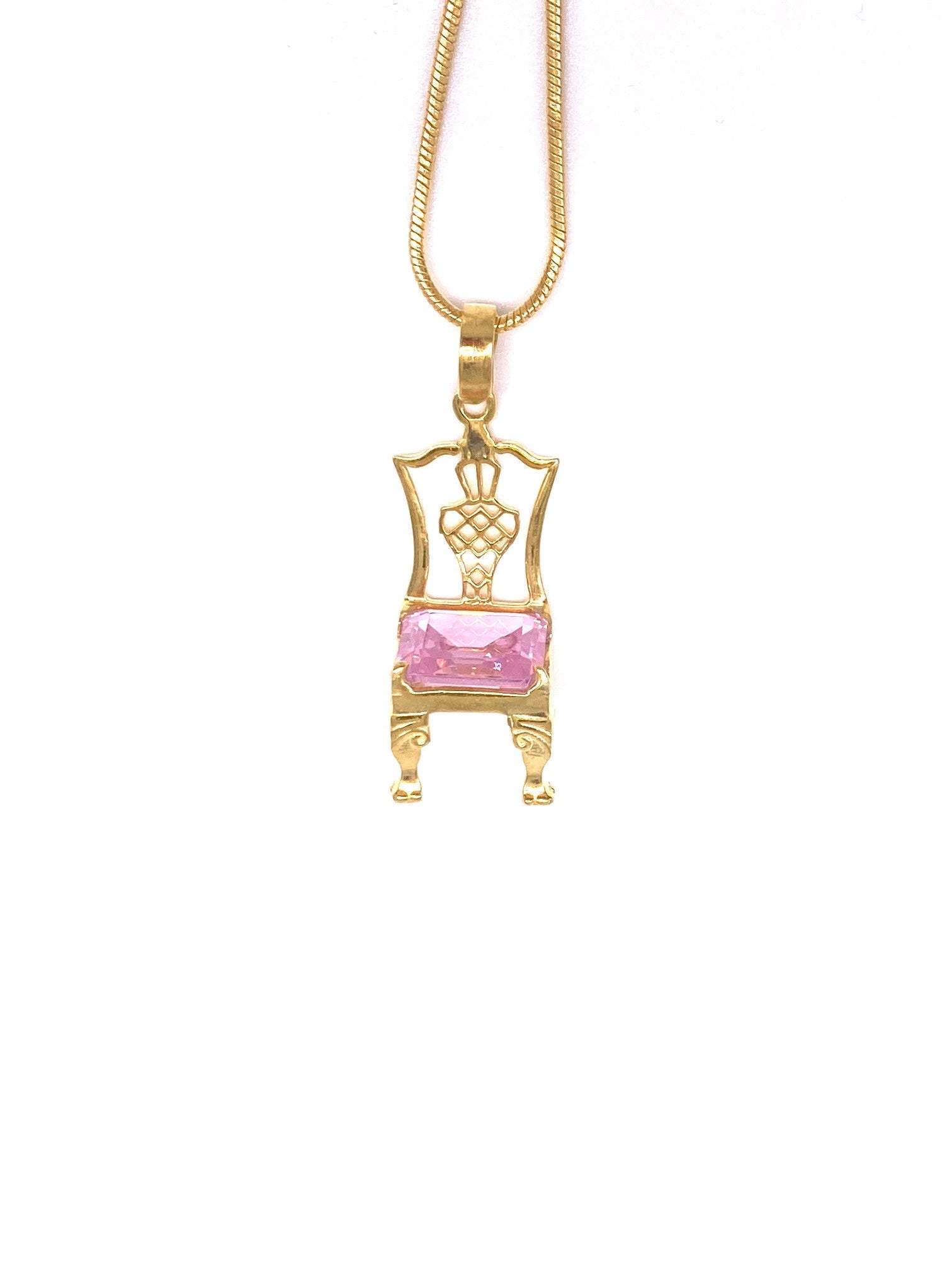 Gold Chippendale Chair Birthstone on Gold Necklace