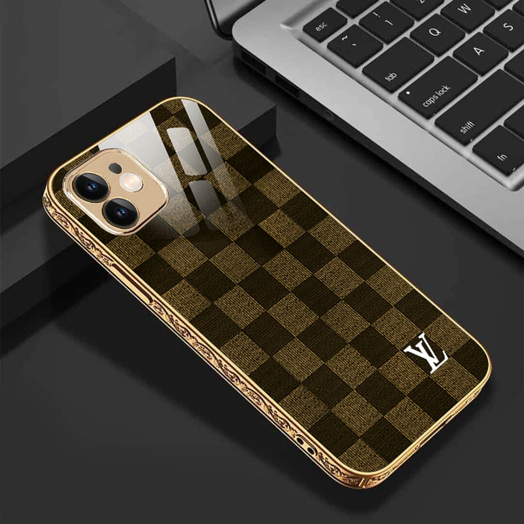 Buy LV Black Gold Glass Case for iPhone 13 Pro