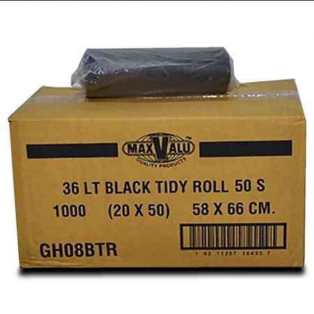 BIOPACK SMALL GARBAGE BAGS BLACK 20X22 50/ROLL(1000CT) - EasyShipTT