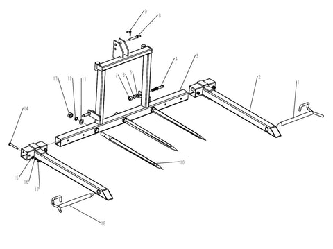 Tractor bail forks spike spear exploded diagram