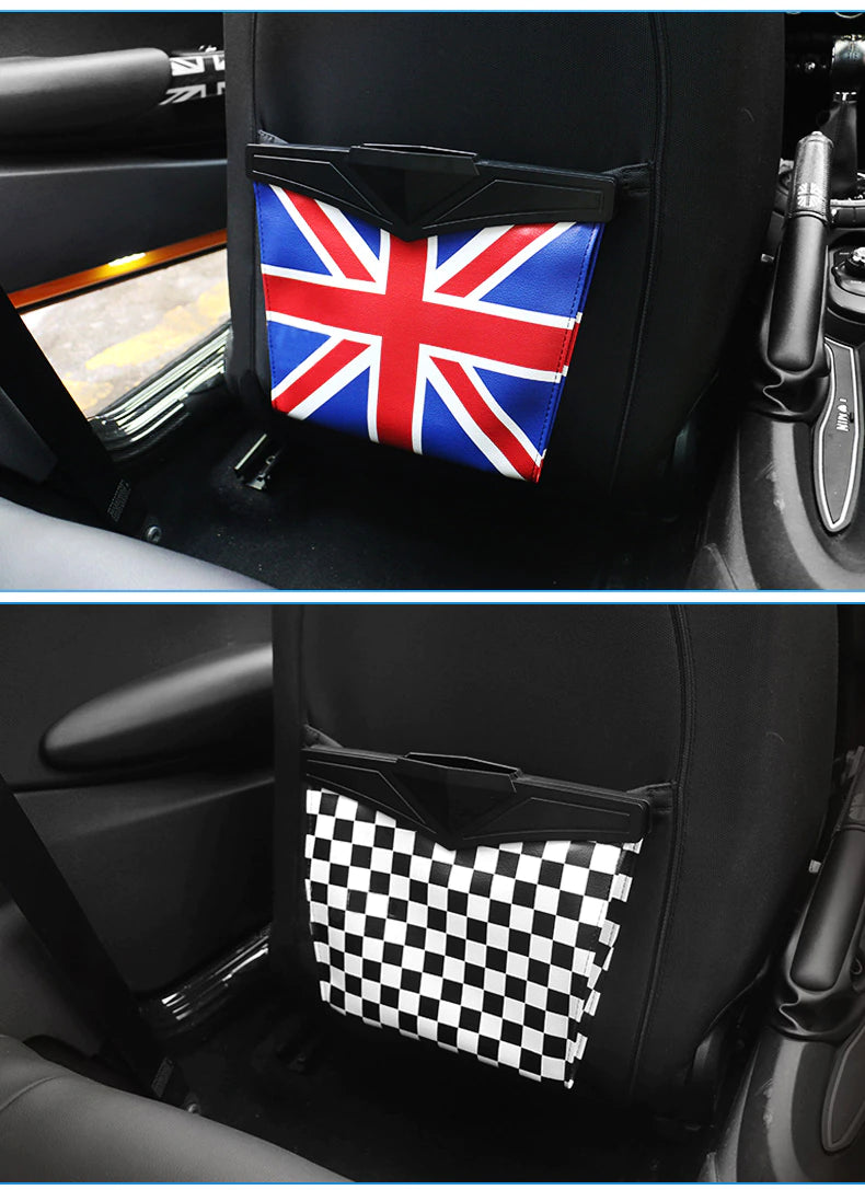 Leather Car Seat Storage Bag Trash Bag Basket for Mini Cooper R55 R56 R57 R58 R59 F54 F55 F56 F57 Countryman R60 F60 (5)