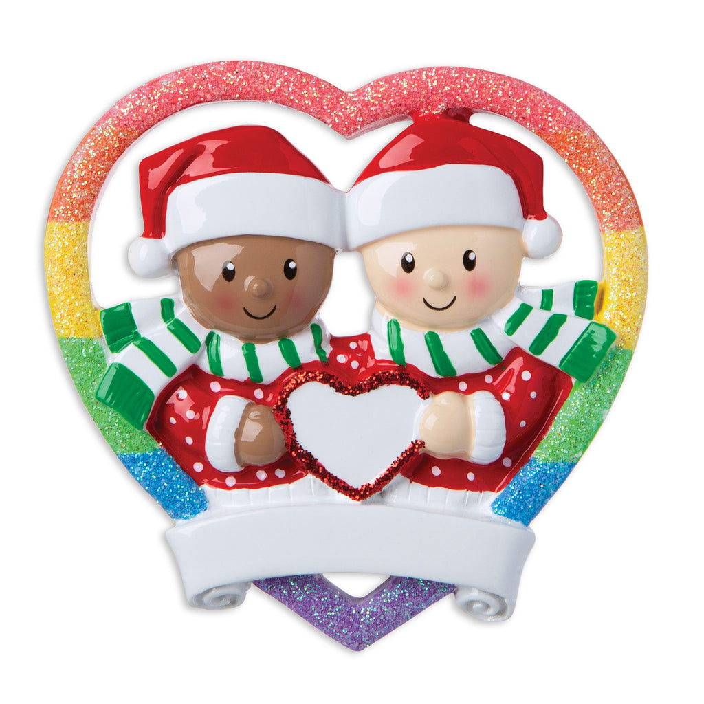 Mr1666 Interracial Gay Couple Personalized Christmas Ornament Polarx Ornaments 