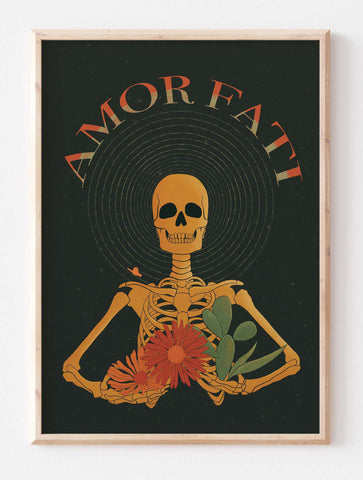 Amor Fati Poster with skeleton Art