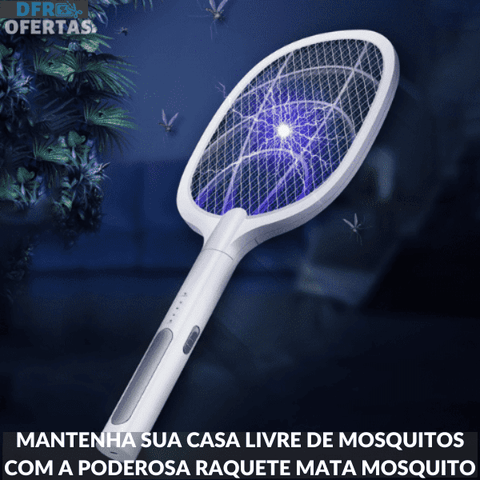Raquete Mata Mosquito Eléctrica 3 em 1 Recarregável