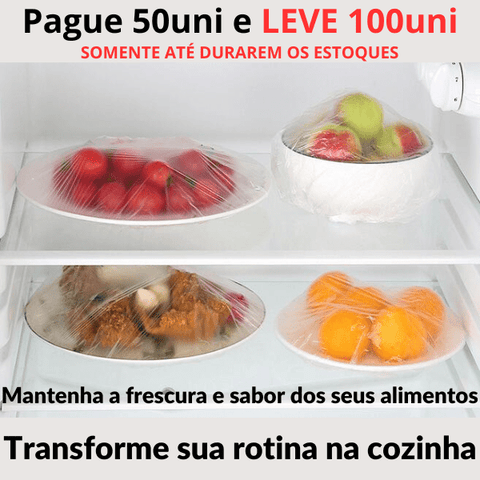 Tampa Plástica Para Conservar Alimentos Protectionmax™ Compre 50uni e Leve 100uni + Brinde