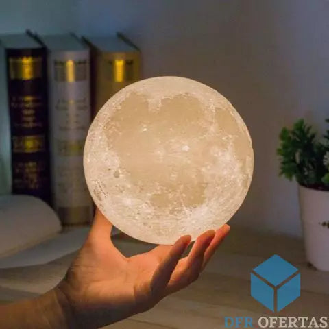 Luminária Decorativa Abajur Lua Cheia 3d 16 Cores