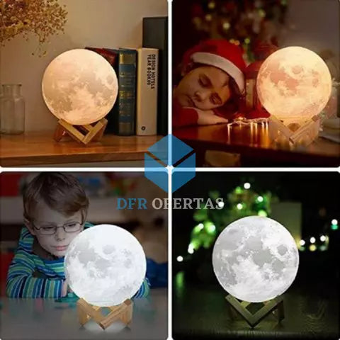 Luminária Decorativa Abajur Lua Cheia 3d 16 Cores