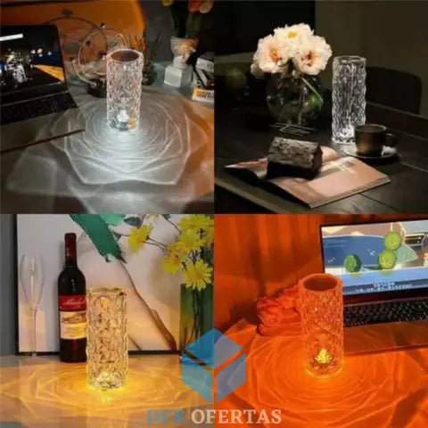 Luminária de Luxo Cristal Para Mesa Touch Usb