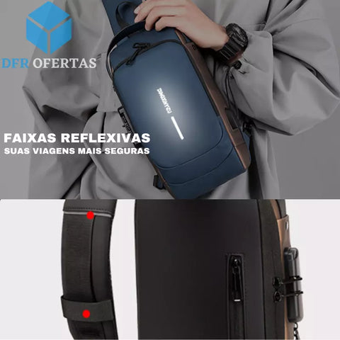 Bolsa de Ombro com Sistema Antifurto e Carregamento Usb + Brindes
