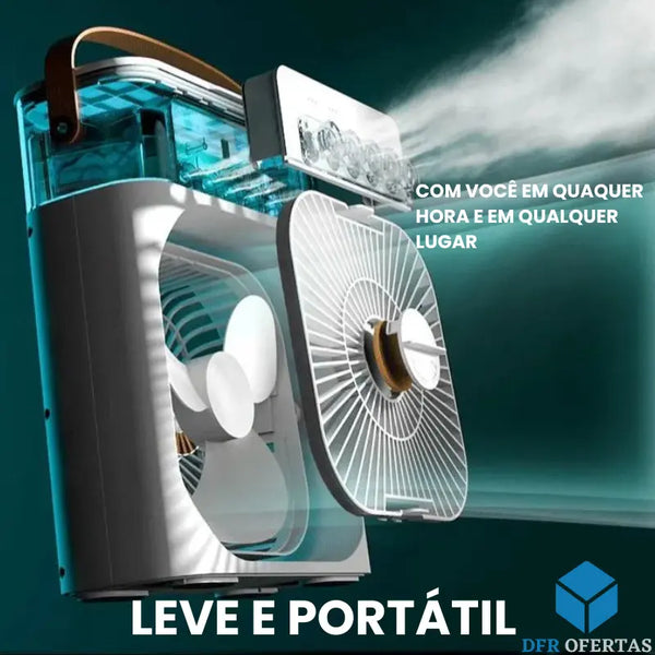 Mini Ventilador e Umidificador de Ar Portátil 3 em 1