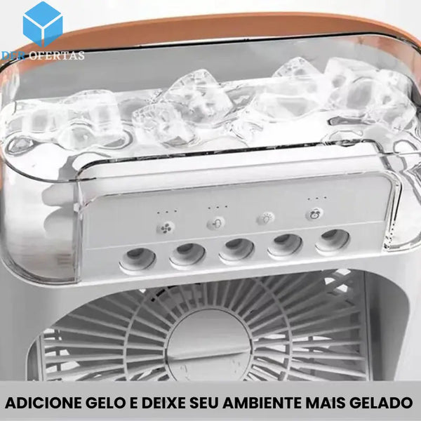Mini Ventilador e Umidificador de Ar Portátil 3 em 1